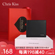 CHRIS KISS男士錢(qián)包男真皮短款皮夾頭層牛皮錢(qián)夾禮盒生日情人節禮物送男友 頭層牛皮-短款黑色【情人節禮盒】