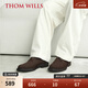 THOM WILLS反絨男士休閑皮鞋真皮英倫商務(wù)圓頭德比鞋舒適軟底男鞋 深咖色D1621 42 /8碼