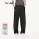 MO&Co.【C+系列】西褲2025秋新品含綿羊毛條紋中腰闊腿褲M(mǎn)BE3PAT007 灰白條色 XS /155