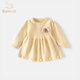 班喜迪女童連衣裙秋冬裝洋氣寶寶公主裙周歲禮服嬰兒裙子兒童針織裙冬季 黃色 80