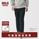 無(wú)印良品（MUJI）男式 彈力絲光斜紋修身褲 男士長(cháng)褲子25年春季  AE0XSA5S 黑色 XL (85cm(185/84A))