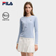 FILA 斐樂(lè )官方女子針織長(cháng)袖衫2025冬新款時(shí)尚經(jīng)典休閑修身亨利衫 艾麗斯藍-LB M 165/84A/M