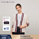TOMMY HILFIGER【羊毛羊絨混紡】秋冬女慵懶拼色寬松V領(lǐng)開衫毛衣外套42151 米白色Z00 L