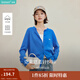 茵曼茵曼2025秋冬女裝新款MIU系刺繡針織開衫簡(jiǎn)約毛衣外套 亮藍(lán)色 M