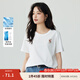 茵曼（INMAN）純棉舒適女裝logo繡花短袖t恤女時尚百搭休閑2025夏季新品上衣 米白色全棉-F18525135 L