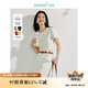 茵曼正肩女裝純色短袖t恤春夏季百搭簡約基礎(chǔ)款上衣 米白色-圓領(lǐng) L