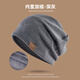 逐港帽子男士冬季加絨保暖針織毛線(xiàn)帽冷帽包頭春秋男士光頭堆堆帽四季 加絨-深灰
