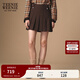 Teenie Weenie小熊女裝半身裙2025秋新款氣質(zhì)學(xué)院風(fēng)簡(jiǎn)約刺繡百褶裙 棕色 L