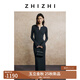 致知ZHIZHI 意難忘 針織修身連衣裙袖口撞色開衩紐扣前襟優(yōu)雅慵懶 深花灰 L