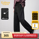 卡賓（CABBEEN）【明線(xiàn)分割】卡賓麂皮絨休閑褲男2025冬季保暖寬松直筒針織褲褲子 煤黑色01 M /170/48