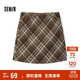 森馬（Semir）半身裙女格紋A字裙復古文藝冬俏皮短裙小個(gè)子學(xué)院風(fēng)101724120008