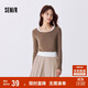 森馬長(cháng)袖T恤女短款上衣顯瘦純色背心春秋緊身兩件套107624101002