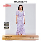 MAXRIENY2025春季新款度假風長裙精致優(yōu)雅雪紡印花連衣裙 紫花 L