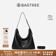 BAGTREE包包樹(shù)圖南植鞣牛皮腋下hobo女包2025年新款單肩斜挎包通勤餃子包 黑色-大號 贈斜挎延長(cháng)肩帶 高級小眾