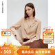朗姿法式優(yōu)雅緞面西裝領(lǐng)通勤長(cháng)袖襯衫親膚2025年春季職業(yè)知性上衣 玫瑰金色 XL