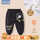 優(yōu)奇寶寶加絨褲子衛衣褲6一12月嬰兒大pp褲秋冬款a類(lèi)加厚外穿兩歲冬裝 【加絨保暖】黑灰 90cm