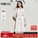 尚都比拉度假連衣裙女秋季七分袖鏤空刺繡優(yōu)雅氣質(zhì)A字裙V領(lǐng)系帶顯瘦中長(cháng)裙
