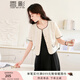 香影（xiangying）小香風(fēng)蕾絲開(kāi)衫外套女短款2025春夏新款花邊法式米白短袖上衣 米色 M
