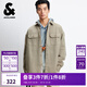 杰克·瓊斯（JACK&JONES）男裝25年秋季外套男士純棉休閑簡(jiǎn)約OVERSIZE寬松潮流長(cháng)袖襯衫外套 E11卡其色 常規 L