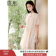 香影新中式國風(fēng)連衣裙女2025春夏新款米色仙氣木耳邊盤(pán)扣雪紡裙子 米色 M