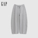 蓋璞女裝秋季款空氣三明治松緊腰寬松經(jīng)典彎刀長(cháng)褲針織褲793816
