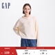 GAP女裝小熊logo純色連帽衫重磅螺紋寬松衛衣640312 米色 M (165/84A) 亞洲尺碼