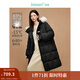 茵曼（INMAN）2025秋冬女裝新款高充絨量白鴨絨連帽毛領(lǐng)羽絨服長款外套大衣上衣 午夜黑 S