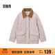 森馬（Semir）棉服女冬季中長(cháng)款輕薄寬松拼接燈芯絨翻領(lǐng)插肩袖棉衣101724112007