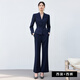 黛維亞2025新款藏青色西裝氣質(zhì)優(yōu)雅修身顯瘦珠寶店職業(yè)裝套裝秋裝 藏青色西裝+褲子 L