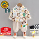 G.DUCKKIDS小黃鴨男童套裝春款2025新款洋氣嬰兒童寶寶卡通獅子襯衫兩件套 卡通獅子襯衫兩件套米色 90 cm (建議身高75-85CM,體重20-25斤)