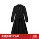 樂(lè )町【商場(chǎng)同款】千金感連衣裙女冬季新款針梭拼連衣裙C1FAE4312 黑色 XL