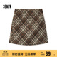森馬（Semir）半身裙女格紋A字裙復古文藝冬俏皮短裙小個(gè)子學(xué)院風(fēng)101724120008