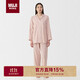 無印良品（MUJI）女式 無側(cè)縫雙層紗織 睡衣 家居服套裝  粉紅色條紋5A M