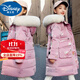 迪士尼寶寶童裝女童羽絨棉服冬季中大童免洗加絨加厚中長款女孩外套保暖洋氣 粉紅色 加絨加厚免洗棉服 120 建議110-120cm6-7歲cm 建議