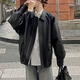 妙奕嘉韓版仿皮皮衣外套女潮流皮夾克外套女秋冬季衣服女裝上衣厚外套 有內里高質(zhì)量皮衣【黑色】M（建議100-115斤）