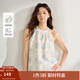 茵曼（INMAN）法式歐若風(fēng)掛脖露肩襯衣女2025夏季氣質(zhì)優(yōu)雅度假暈染背心襯衫 蝶翅藍 XL