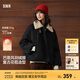 森馬（Semir）羽絨服女插肩袖可脫卸毛領(lǐng)2025新款冬季oversize花苞外套復(fù)古 黑色調(diào)（灰鴨絨）00399（特寬松介意可拍小一碼） S