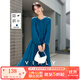 梵希蔓法式藍(lán)色長(zhǎng)袖連衣裙女2025秋季新款高級(jí)感遮肉顯瘦氣質(zhì)長(zhǎng)裙 A2823 孔雀藍(lán) L （建議110-120斤）