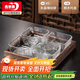 青蘋(píng)果果盤(pán)家用客廳茶幾干果零食擺放盤(pán)玻璃小吃盤(pán) 錘紋碗x4+四格桐木盤(pán)