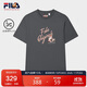 FILA斐樂(lè )官方女子針織短袖衫2025夏季小狐貍刺繡休閑純棉T恤