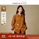 茵曼夏蟲(chóng)聯(lián)名燈芯絨刺繡襯衫2025冬女裝新款純棉長(cháng)袖上衣 深咖啡 M