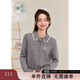 紫涵（ZIHAN）紫涵撞色花邊領(lǐng)修身針織毛衣女冬季繡花休閑短款上衣 灰色 M