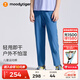 moodytiger兒童褲子防曬拒水夏季男童長褲寬松純色百搭女童戶外休閑運動褲 大西洋藍 160 cm