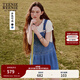 Teenie Weenie小熊女裝復(fù)古連衣裙夏季新款丹寧牛仔背帶裙子短裙潮 淺藍(lán)色 L