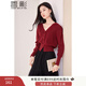 香影法式酒紅色v領(lǐng)針織開(kāi)衫女2025春秋新款氣質(zhì)收腰外穿毛衣外套 紅色 M