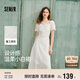 森馬（Semir）連衣裙女設(shè)計感重工繡花夏2025花邊翻領(lǐng)泡泡袖小白裙107425114041