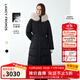 朗姿【王楚然同款】霍爾多巴吉鵝絨狐貍毛領(lǐng)女冬季新款羽絨服 黑色 L