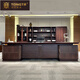 統塔（TONGTA）高端新中式實(shí)木老板桌雕花辦公桌椅組合總裁桌輕奢板木結合大班臺 2米班臺