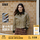 森馬（Semir）防護外套|外套女短款寬松落肩撞色燈芯絨翻領(lǐng)秋三防夾克復古 深卡其A51306 L