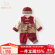 班喜迪男童漢服套裝秋裝寶寶周歲禮服嬰兒中式唐裝秋冬國風(fēng)兒童喜慶衣服 紅色 （春秋款） 90